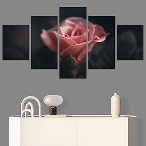 SIGNWIN 5 Panel Canvas Wall Art Pink Fields...