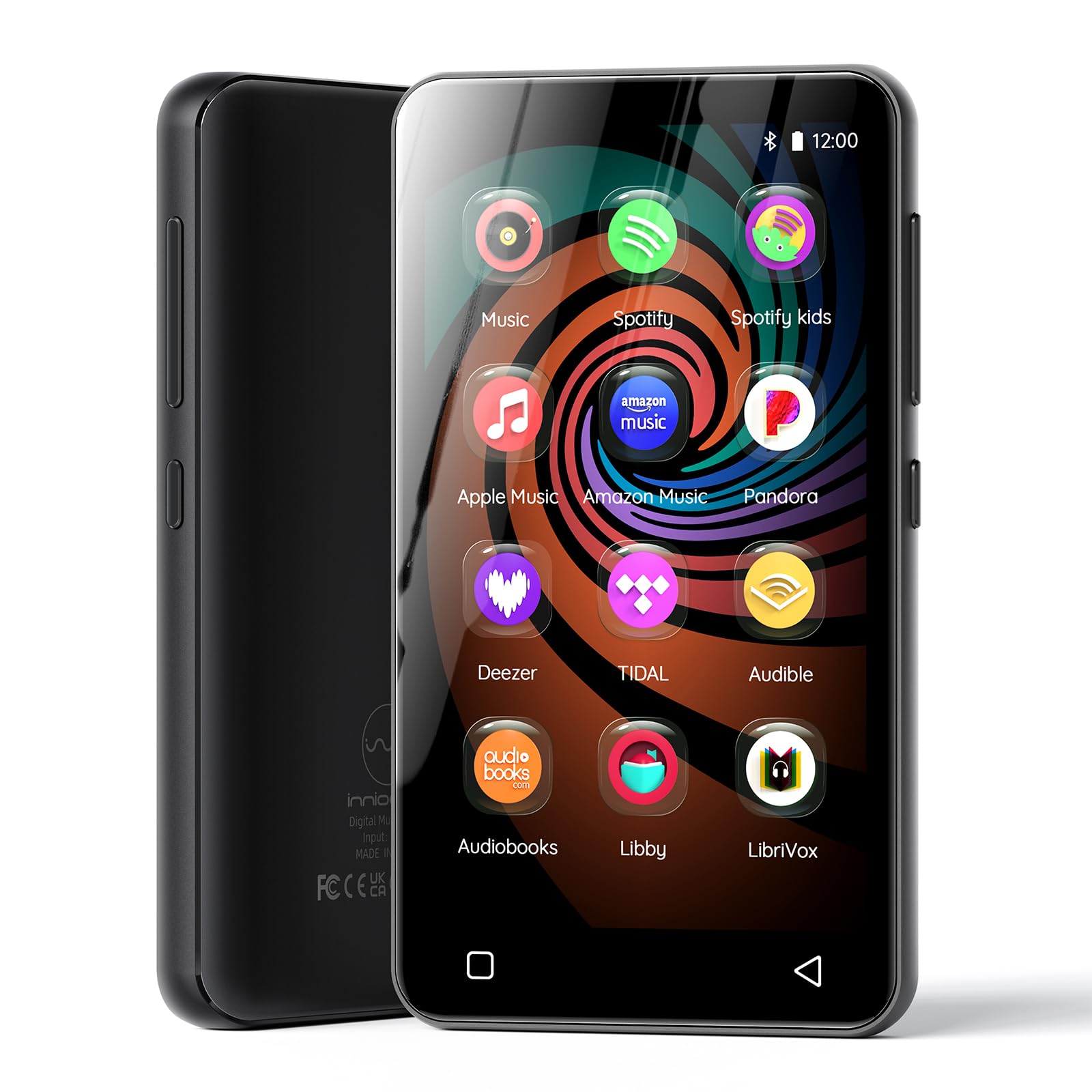 160GB MP3 Player with Bluetooth and WiFi, innioasis Music Player with Spotify,Pandora,Amazon Music,4" Touch Screen Android MP4 MP3 Player for Kids with Libby,Audible,Spotify Kids(Black)