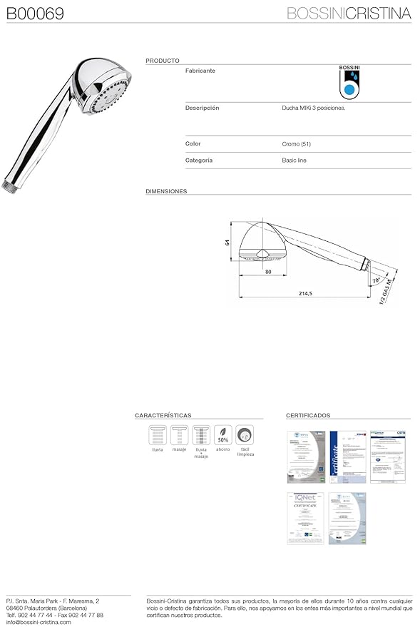 Bossini B000690030004 Mango Shower Chrome Amazoncom