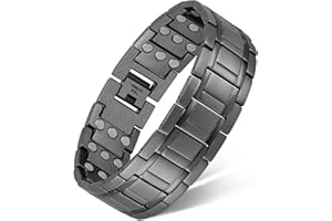 Feraco 3X Strength Titanium Magnetic Bracelets for Men,Carpal Tunnel Magnetic Bracelet with 3 Rows Ultra Strength Magnets,Gif