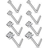 Lsnevsie 18G 20G 22G Astm F136 Titanium Nose Rings Studs Piercing Jewelry for Women Men Nose Nostril Piercing Jewelry Top Cubic Zirconia Clear CZ 1.5mm 2mm 2.5mm 3mm 4 Pair
