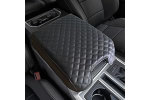 Zxiaochun Center Console Cover for Ford F150 2015-2020 / F250 F350 F450 2017-2022 and Expedition 2018-2024 Leather Arm Rest Box Lid Middle Console Cover Armrest Box Protective Cover(Bucket Seat Only)