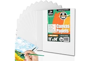 ZEKOLA Painting Canvas Panels 11x14 inch 12 Pack, Flat Canvases for Painting 8oz Triple Primed 100% Cotton Acid-Free Blank Art Paint Canvas for Acrylic Oil Watercolor Tempera Paints