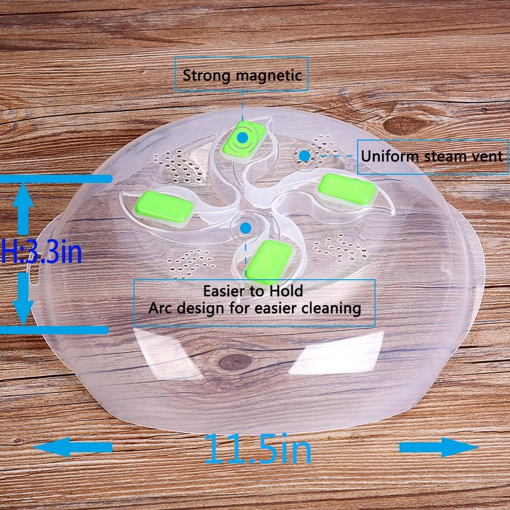 Microwave plate cover with Magnetic, new Microwave Lid prevent splatter cover, PBA-free, 11.5 Inches, Plate Serving Cover with steam vent, ZFITEI（Green).: Kitchen & Dining