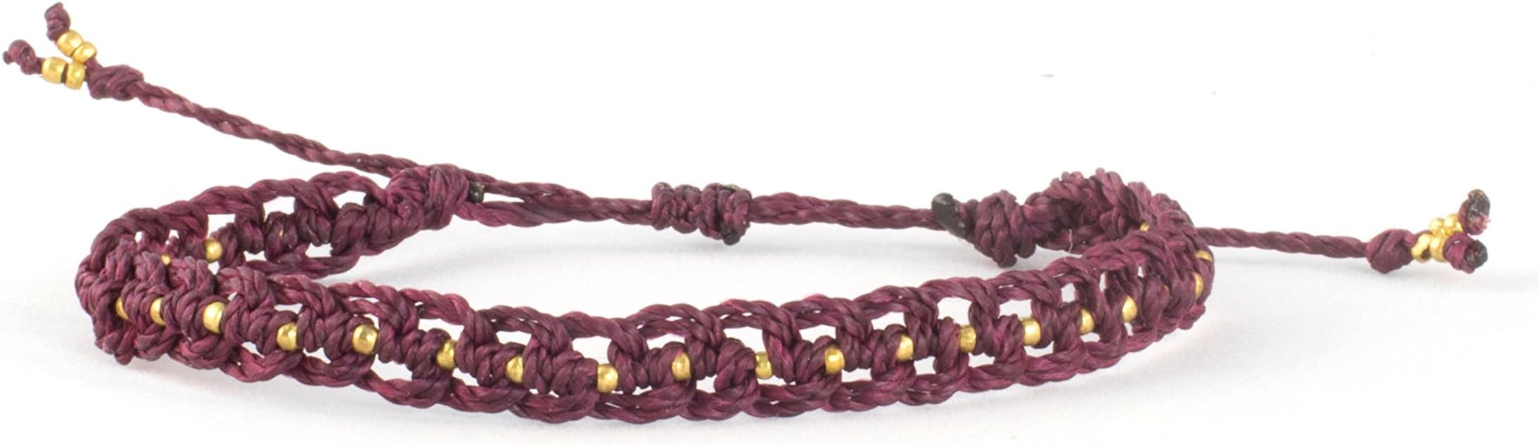 Burgundy Wine Boho Bracelet for Women and Men Beach Surf Yoga Slip Knot Surfer Hippie Jewelry KarmaViva