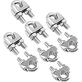 Bonsicoky 4 Pack 1/2 Inch M12 Stainless Steel Wire Rope Cable Clip Clamp, U Bolt Saddle Fastener