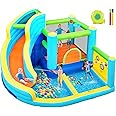 FBSPORT Inflatable Bounce House, Water Slide Park Slide Bouncer with Ball Shooting, Climbing Wall, Jumping and Splash Pool, Kids Bouncy Castle with 450W Air Blower for Outdoor Backyard