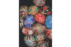 Easter Egg Ukrainian Notebook Journal Traditional Wooden Pysanky Lined: Beautiful Ruled Aesthetic Notepad for Writing Home Sc
