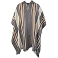 Gamboa Alpaca Wool Poncho Men Panchos Mexican with Hood Adult Cowboy and Western Hippie Poncho para Hombre