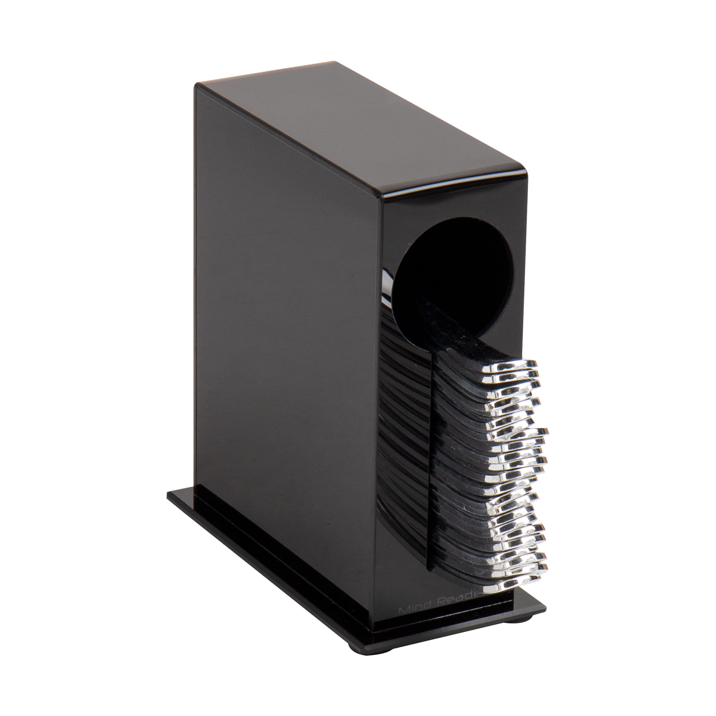 Mind Reader Utensil Dispenser, Silverware Organizer, Plastic Fork, Spoon Dispenser, Kitchen, 2.75" L x 5.5" W x 6" H, Black