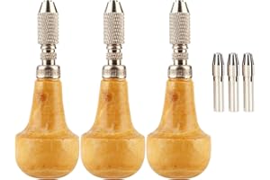 3 Set Hand Chucks Wooden Handles Pear Shape Graver Handle Pin Vise Hand Drill Wooden Handle for Diamond Stone Setting Graver 