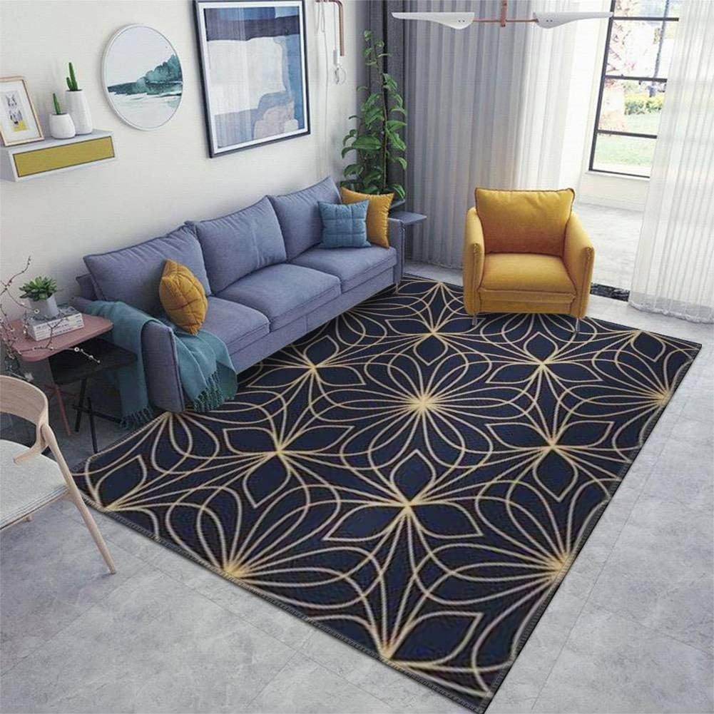 Floral Ornament Geometric Medallion All Over Print Simple Design for Area Rugs Floor Mat Non Slip Table Blanket Rugs Soft Door Mat Nursery Carpet for Living Room Home Indoor Outdoor Runner Rugs