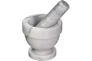 Fox Run Small Marble Mortar and Pestle Set, White, 3"