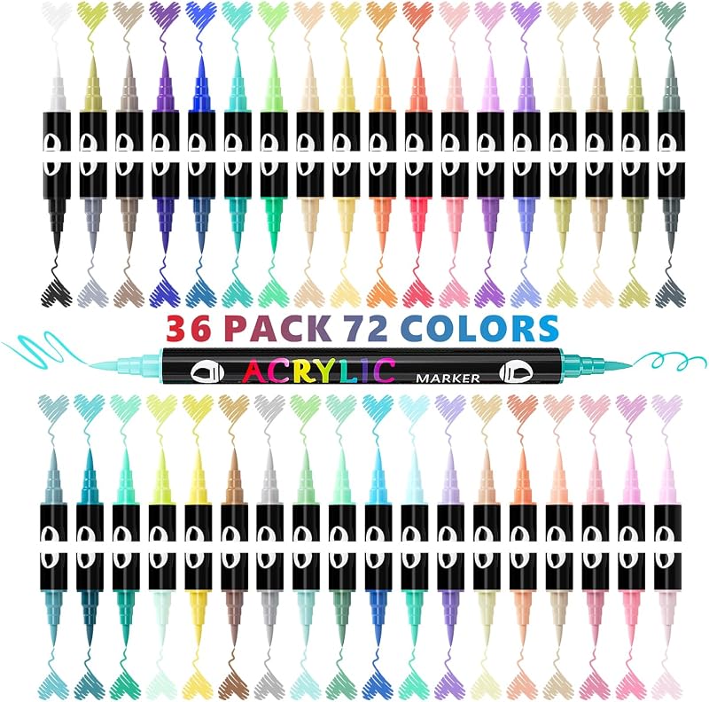 Rotuladores Acrilicos 72 Colores 36 Piezas Doble Punta Pincel — foto 2 de 6