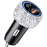 USB C Car Charger Adapter 54W Bling Diamond PD & QC 2-Port Type C Compact Car Charger Compatible for iPhone, iPad, Samsung Galaxy, LG, Google Pixel, Moto, USB-C Port