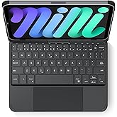 edaiser Swivel Keyboard Case for Apple iPad mini 6th 7th Gen a17 Pro, Compact Bluetooth Keyboard with RGB Backlit Trackpad - Kids Student Designed, 360° Rotatable Protective Cover, Black