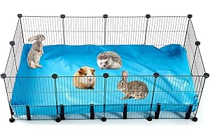 GANGGEND Guinea Pig Cages, Small Animal Pet Playpen Indoor Habitat Cage with Waterproof & Washable Tarp Liner Bottom, 48”L x 24”W x 16”H, 12 Panels, Metal Cage for Guinea Pig, Rabbit, Bunny, Hedgehog