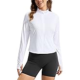 Soothfeel Women's UPF 50+ Sun Protection Athletic Jacket Lightweight Crop Zip Up Long Sleeve SPF Shirts Hiking Workout Pocket