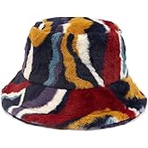 Fuzzy Bucket Hat for Women Furry Fur Bucket Hat Winter Warm Plush Fisherman Fluffy Sherpa Bucket Hats