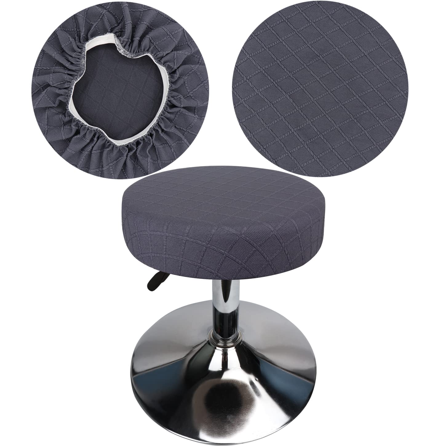 HuaLiSiJi Stool Covers Round 30-40cm/12-15.7" Round Bar Stool Covers, Luxurious Fabric Stretchable Wrinkle Resistant Washable Dustproof Stool Cover (1, Gray)