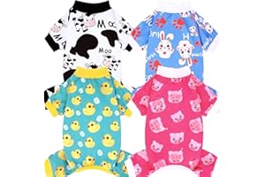 XPUDAC 4 Pieces Dog Pajamas for Small Dogs Pjs Clothes Puppy Onesies Outfits for Doggie Christmas Shirts Sleeper for Pet Cats Jammies-S