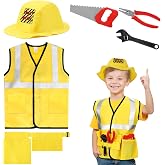 Geyoga Halloween Construction Worker Costume, Engineering Dress up for Kid | Role Play Kit, Birthday Theme Party Cosplay Set for Kids Ages 6 Years &amp; up