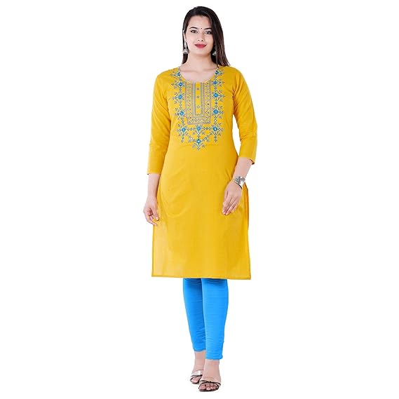 Beautiful Embroidered Cotton Knee Long Kurti for Women