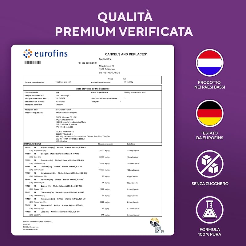 Multivitaminico Uomo Alta Potenza – 60 Capsule – Complesso Completo A-Z