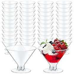 Yinkin 100 Pcs 5 oz Plastic Martini Glasses
