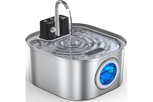 CITYFLEE Wireless Cat Water Fountain Stainless Steel with Sensor 108oz 3.2L Battery Operated Cordless Automatic Water Dispenser Quiet Pump BPA-Free Automatic Cat for Drinking, Easy Clean for Cats Dogs Pets