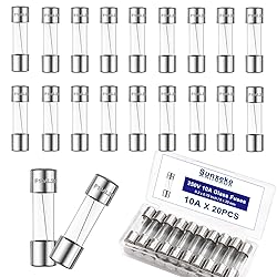 Sunxeke 20PCS F10AL250V 5 x 20mm Fast Blow Glass