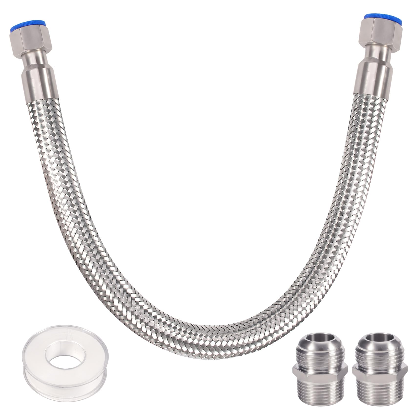 Photo 1 of 1/2" Air Hose 20 Inch Compressor Jumper Hose, Industrial Air Compressor Hose for Air Piping System With 2 pcs 1/2 Inch NPT Male Parts (450 PSI &750°F)