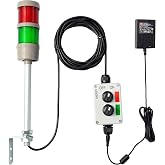 ANDONT 2-Stack LED Andon Tower Light | OSHA Compliant | Red/Green, On/Off, ABB Switch, 16 ft Cable, Mean Well 120VAC-24VDC Adapter, Plug-and-Play
