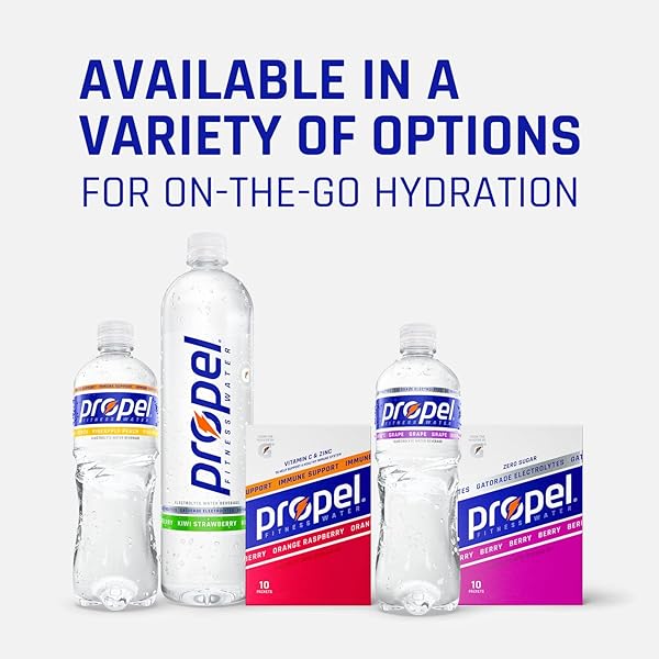 PROPEL ELECTROLYTE ENHANCED WATER DRINK MIX POWDER PACKETS, KIWI STRAWBERRY, ZERO CALORIE & ZERO SUGAR HYDRATION WITH ELECTROLYTES AND VITAMINS C & E (10 PACKETS)