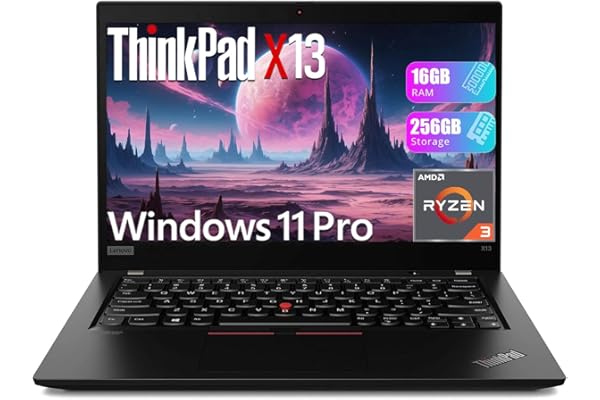 Lenovo ThinkPad X13 Gen1 Laptop, 13.3" Full HD Business Notebook, AMD Ryzen 3 Pro 4450, 16GB RAM, 256GB SSD, HDMI, Windows 11 Pro (Renewed)