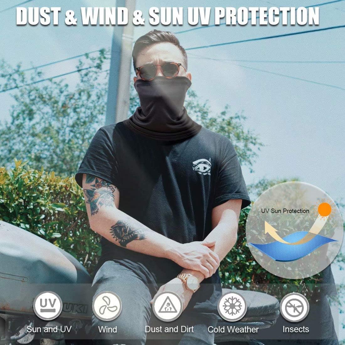 4 Pack Unisex Sun UV Protection Face Bandana Neck Gaiter, Reusable Washable Cloth Fabric Tube Scarf, Motorcycle Hiking Cycling Running Breathable Balaclava Headwear for Men Women-1 at  Men’s Clothing store