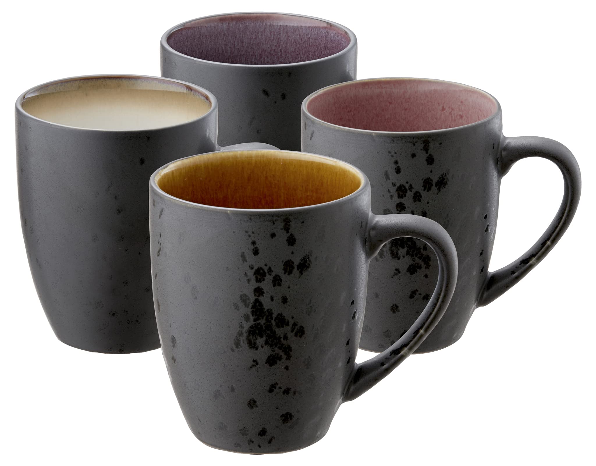 BITZ Coffee Mugs, Stoneware Mugs, Coffee Cups with Handles, Set of 4, Two-Tone, 30 cl
