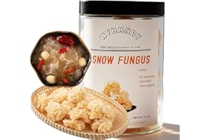 WYHHNDY White Snow Fungus – (3.5 oz) | Sealed Jar | Easy Storage | Whole Plant, Rootless | Ideal for Desserts, Soups, and Cooking | Dried Snow Fungus |椴木小银耳，雪耳。