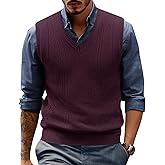 PJ PAUL JONES Mens Sweater Vest V Neck Cable Knitted Casual Sleeveless Pullover Sweaters