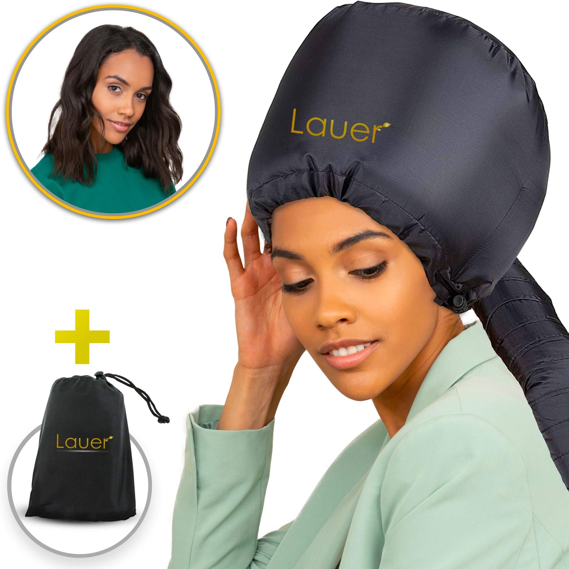 Bonnet Hood Hair Dryer Attachment - Soft Adjustable Hooded Bonnet for Hand Held Hair Dryer - Mask Cap for Drying Styling Curling Deep Conditioning-Soft