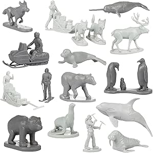 Amazon Com Arctic Animals Action Figure 48 Pc Playset Winter Habitat Adventure Toy Figures Featuring Polar Bears Foxes Seals Penguins More Great For Party Favors Pretend Play Role Playing Games Toys