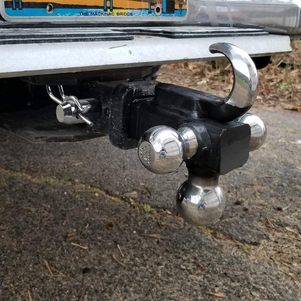 Ayleid Trailer Hitch Tri-Ball Mount with Hook & Pin Balls Sized 1-7/8 inches, 2 inches & 2-5/16 inches, Hitch Ball,Tow Hitch,Black Ball: Automotive