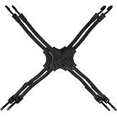 STAPLL Tack Strap 30 in. Flat Bungee Tie Down Straps, 2-Pack, Black | 4-way flat design with non-slip NBR rubber pad and hooks for motorcycles, ATVs, kayaks, bikes, camping gear and truck storage