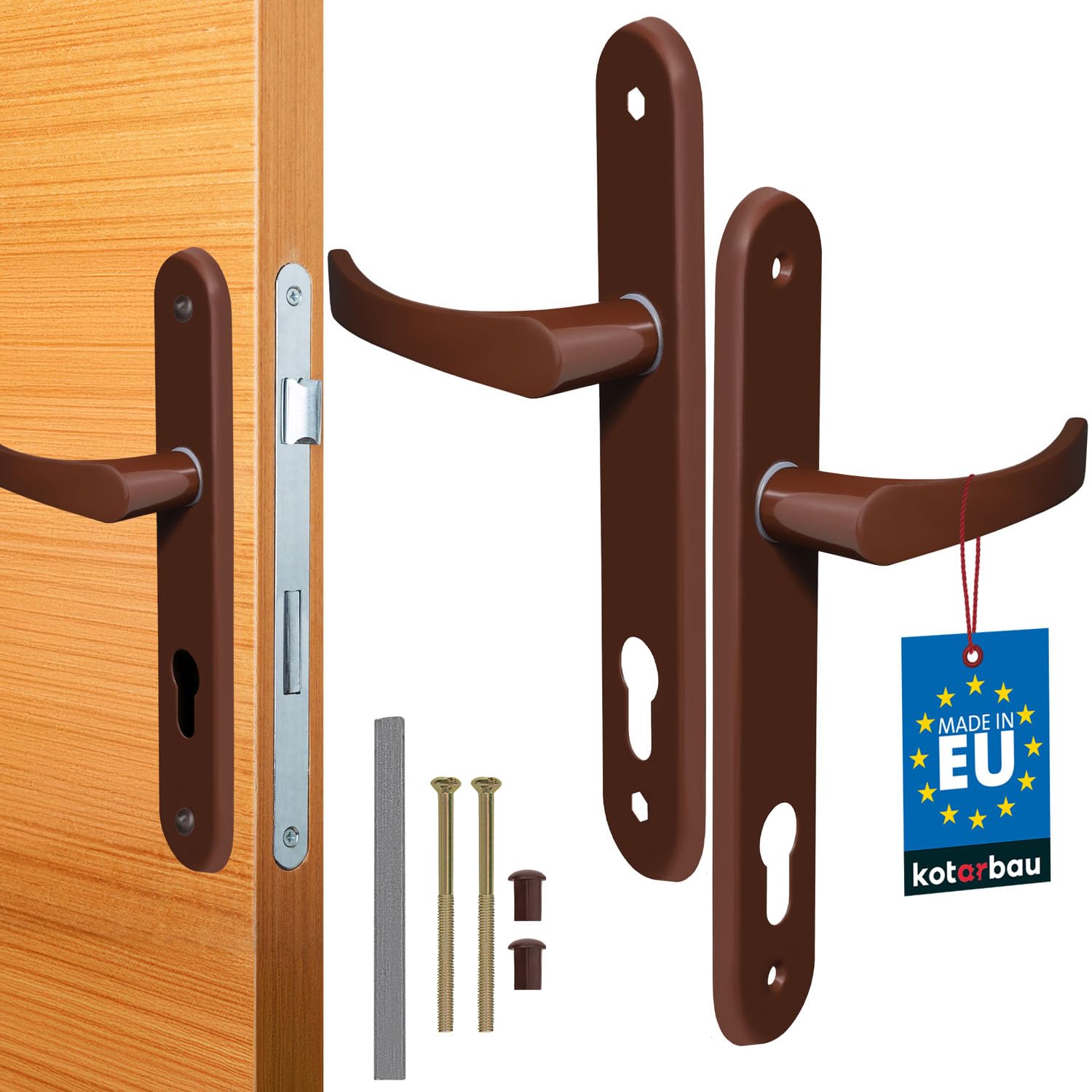 KOTARBAU® Door Handle 90 mm Left Right for Profile Cylinder Brown Door Fitting Door Handle Door Handle Set Room Door Handle Aluminium