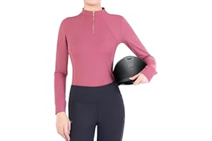 Harrison Howard Women’s Horse Riding Shirt – Long Sleeve Equestrian Shirts with 1/4 Zip