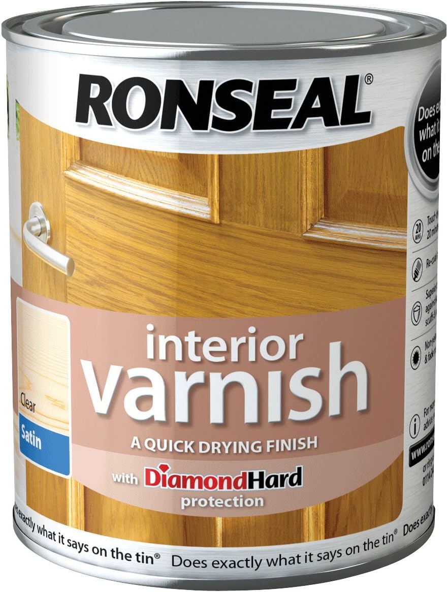 Ronseal RSLIVSCL250 Interior Varnish Quick Dry Satin Clear, 250 ml