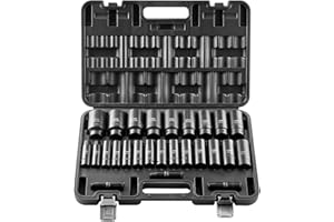 VEVOR Drive Impact Socket Set 1/2" - 26 Piece Deep Socket Set Metric 11-36 mm, 6 Point CR-V & Cr-Mo Alloy Steel for Auto Repa