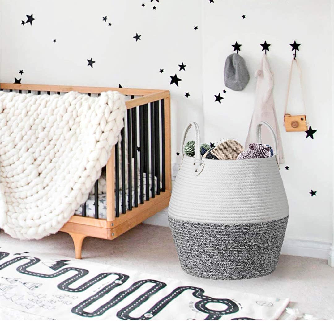 Rope Coiled Decorative Belly Grey White Small Organization Home For Basket Storage Woven Basket Shelf Baskets Trendy Www Klevering Com