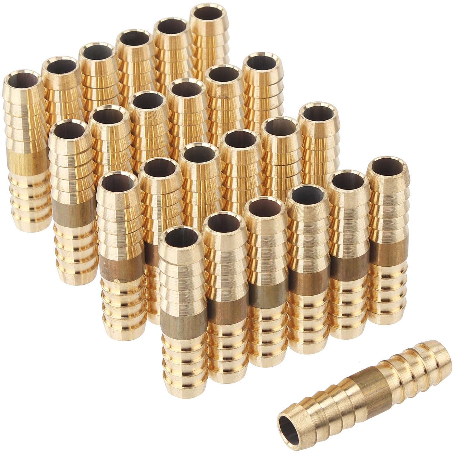 LTWFITTING Brass Barb Splicer Mender 10mm ID Hose Fitting Air Water Fuel Boat (Pack of 25)