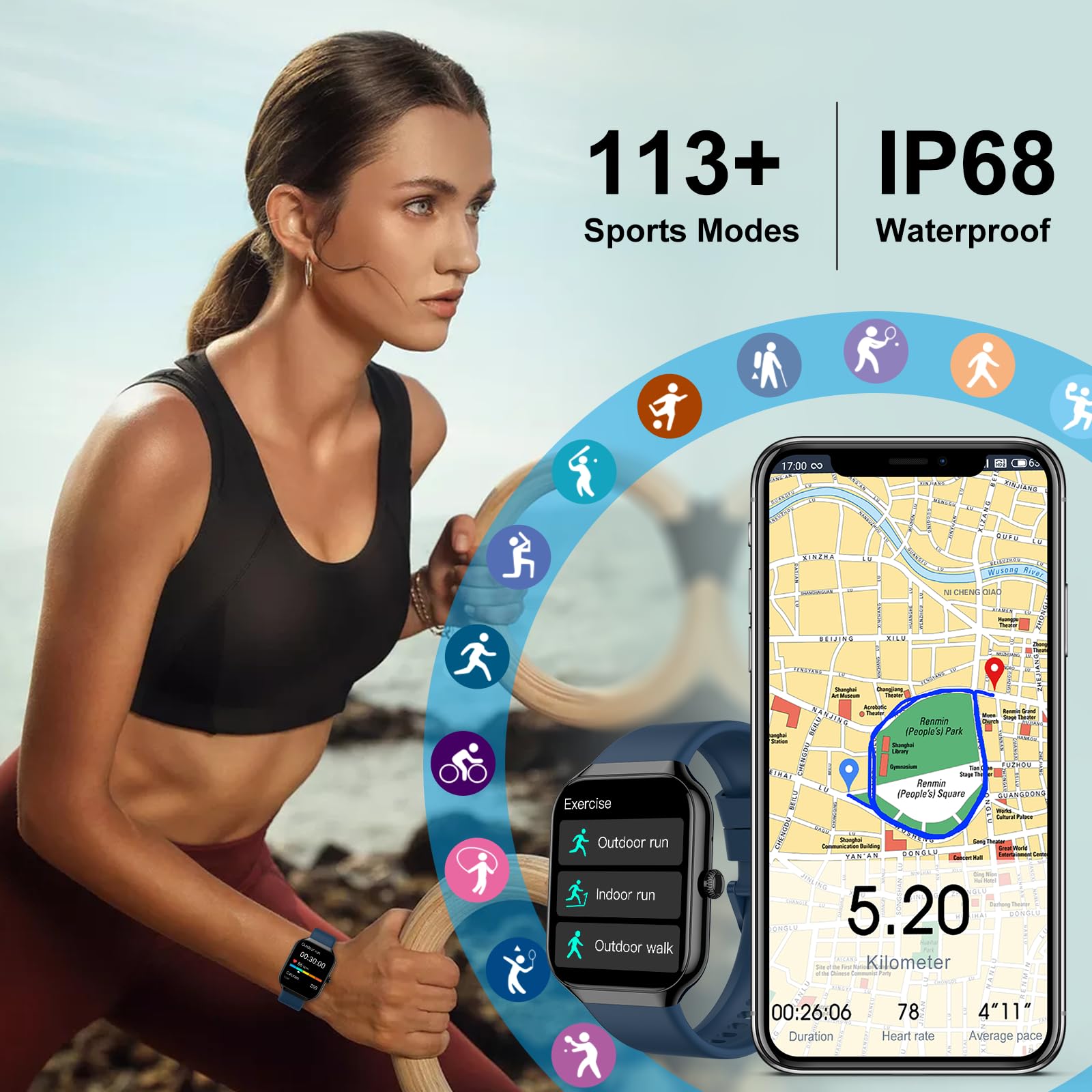 Smart Watch for Men Women Answer/Make Calls, 1.96